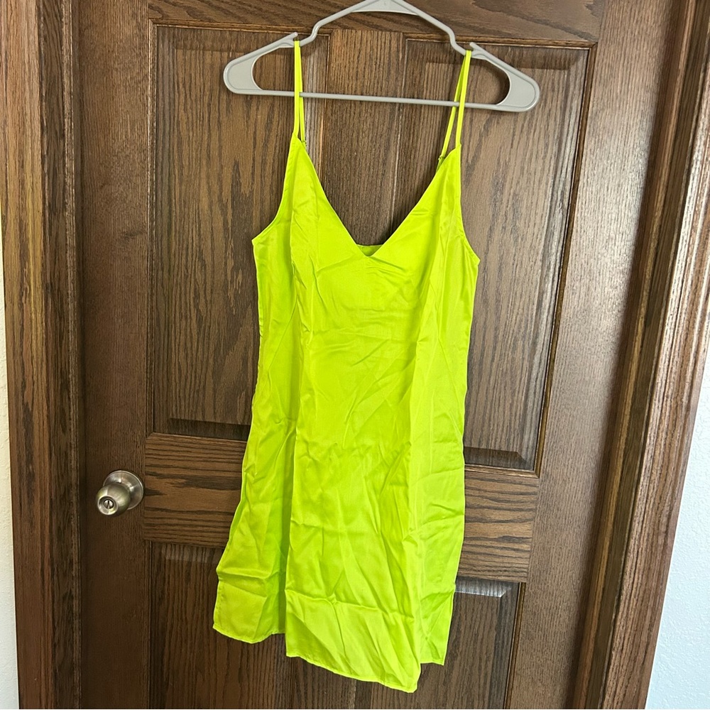 Neon green Spaghetti Strap Dress